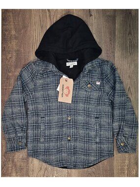 Appaman Black/Moss Plaid Glen Check Flannel Fully Lined Hoodie Hooded Jacket 4T